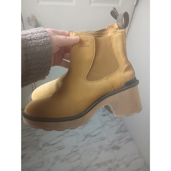 Sorel Shoes - Sorel Hi-Line Heel Chelsea Boot Umber/ceramic color Women Size 10 Chunky Winter